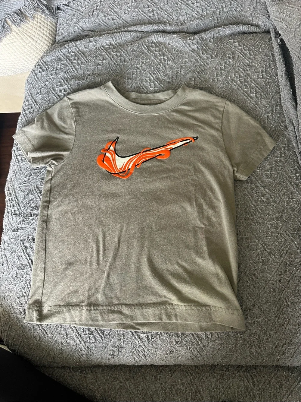 Nike Kids Olive Tee with Orange/White Swoosh